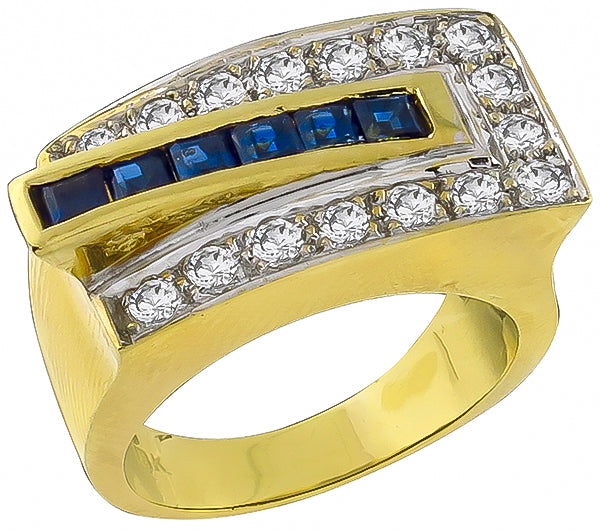 1.10ct Diamond 0.60ct Sapphire Buckle Ring
