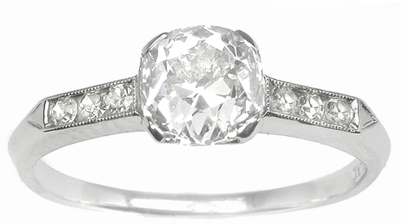 1.10ct Old Mine Brilliant Diamond Platinum Engagement Ring