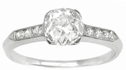 1.10ct Old Mine Brilliant Diamond Platinum Engagement Ring
