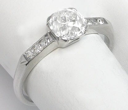 1.10ct Old Mine Brilliant Diamond Platinum Engagement Ring