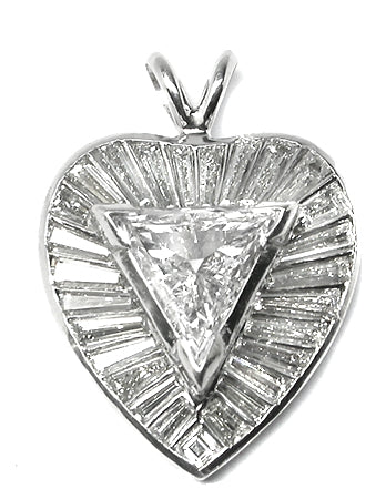 1.10ct Trilliant  Diamond Platinum Heart Pendant