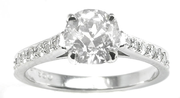 1.11ct Old European Brilliant Diamond Platinum Engagement Ring