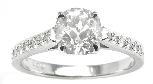 1.11ct Old European Brilliant Diamond Platinum Engagement Ring