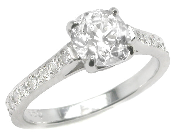 1.11ct Old European Brilliant Diamond Platinum Engagement Ring