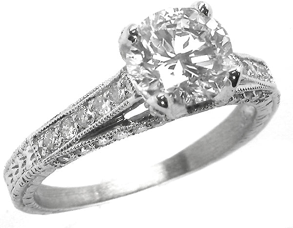 1.11ct Round Brilliant  Diamond 18k White Gold Engagement Ring
