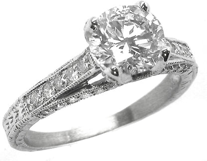 1.11ct Round Brilliant  Diamond 18k White Gold Engagement Ring