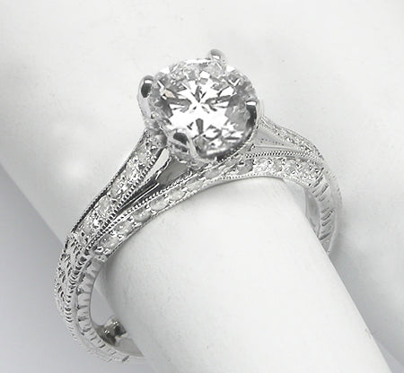 1.11ct Round Brilliant  Diamond 18k White Gold Engagement Ring