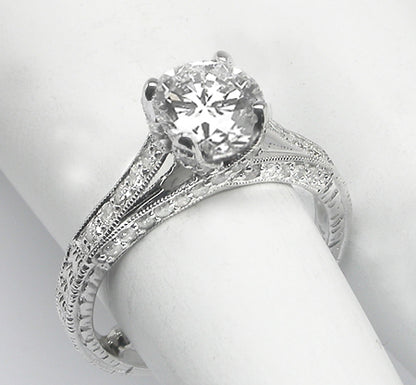 1.11ct Round Brilliant  Diamond 18k White Gold Engagement Ring
