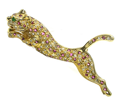 1.14ct  Diamond Ruby  Panther Pin