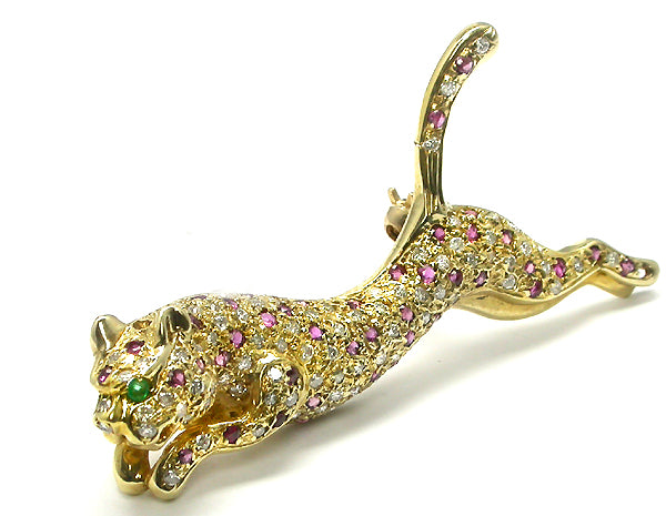 1.14ct  Diamond Ruby  Panther Pin