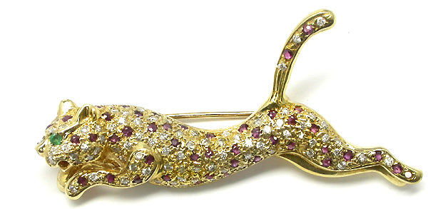 1.14ct  Diamond Ruby  Panther Pin