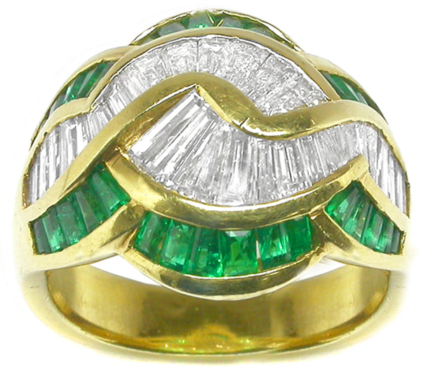 1.15ct Diamond 1ct Emerald18k Yellow Gold  Ring