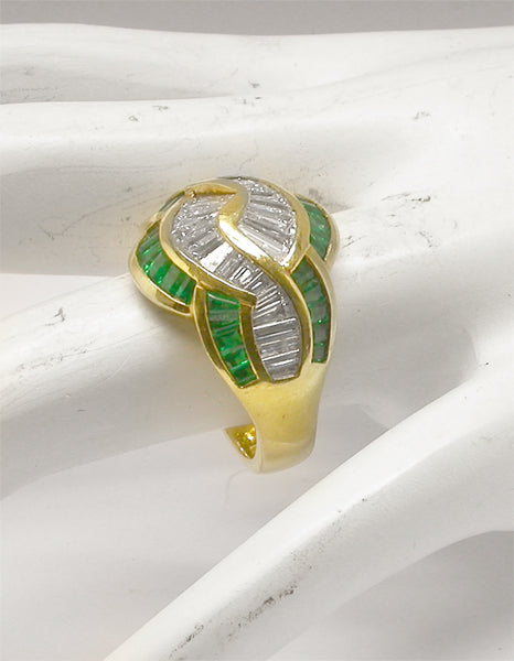 1.15ct Diamond 1ct Emerald18k Yellow Gold  Ring