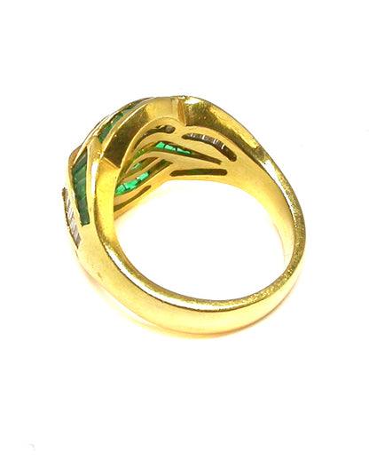 1.15ct Diamond 1ct Emerald18k Yellow Gold  Ring
