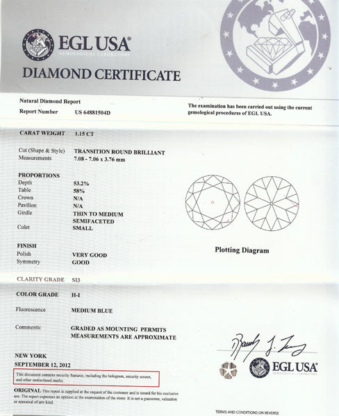 1.15ct Diamond Platinum Engagement Ring