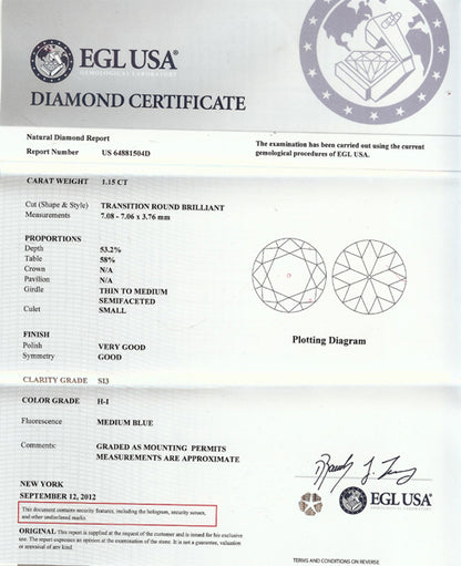 1.15ct Diamond Platinum Engagement Ring