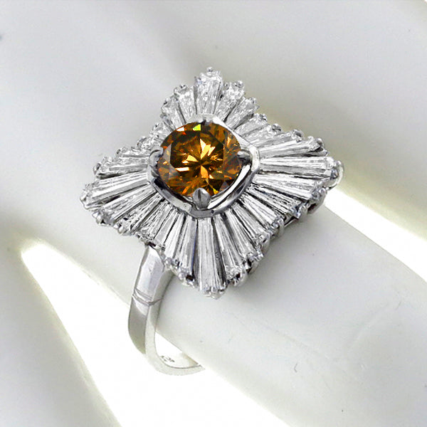 1.15ct  Fancy  Brown  Diamond  1.40ct White Diamond Ring