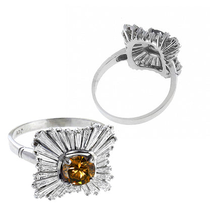 1.15ct  Fancy  Brown  Diamond  1.40ct White Diamond Ring