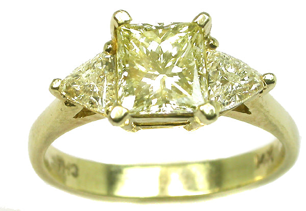 1.15ct Princess Cut Diamond 18k Yellow Gold Engagement Ring