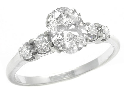 1.16ct Oval Diamond 18k White Gold Diamond Engagement Ring