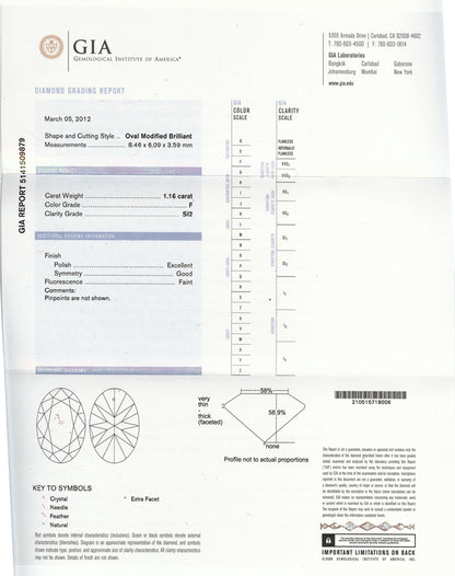 1.16ct Oval Diamond 18k White Gold Diamond Engagement Ring