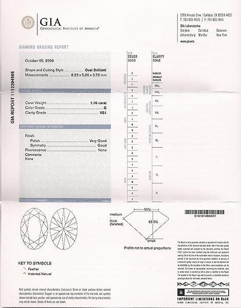 GIA Certified 1.16ct Diamond Platinum Engagement Ring