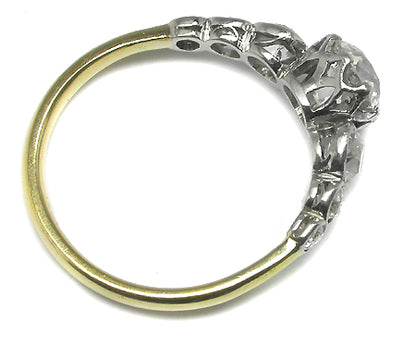 1.18ct Old Mine  Diamond 14k Yellow & White Gold Engagement Ring