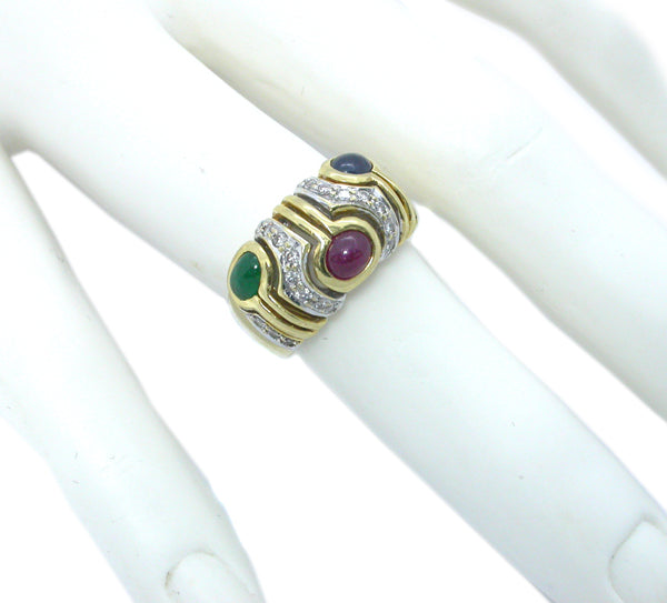 1.18cttw Emerald 1.70cttw Ruby 1.46cttw Sapphire 0.74cttw Diamond Jewelry Set