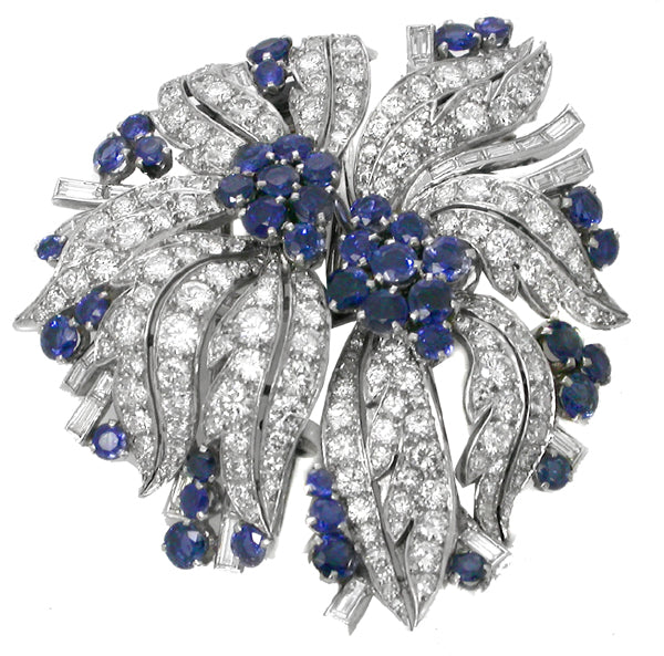 12.00ct Diamond 5.00ctSapphire Platinum  Pin