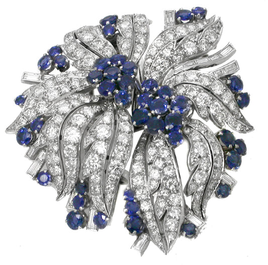 12.00ct Diamond 5.00ctSapphire Platinum  Pin