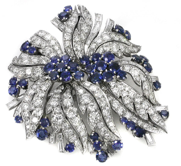 12.00ct Diamond 5.00ctSapphire Platinum  Pin