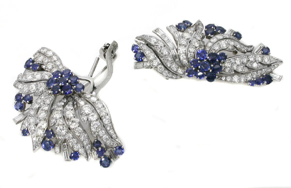 12.00ct Diamond 5.00ctSapphire Platinum  Pin