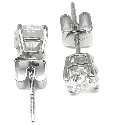 1.20ct 14k White Gold Round Diamond Studs Earrings