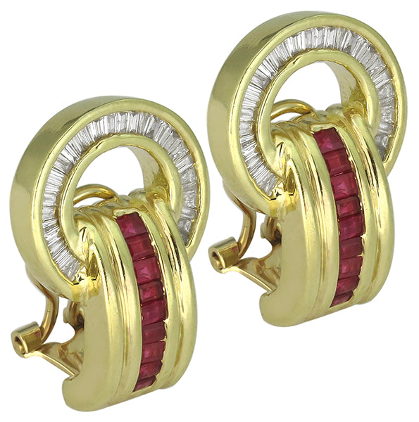 1.20ct Diamond 0.70ct Ruby Earrings