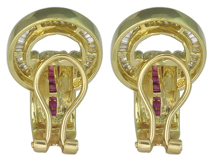 1.20ct Diamond 0.70ct Ruby Earrings