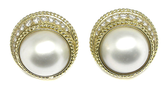 1.20ct Diamond Mabe Pearl Earrings
