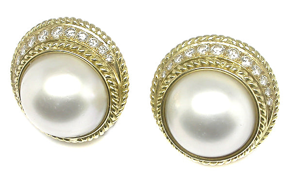 1.20ct Diamond Mabe Pearl Earrings