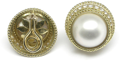 1.20ct Diamond Mabe Pearl Earrings