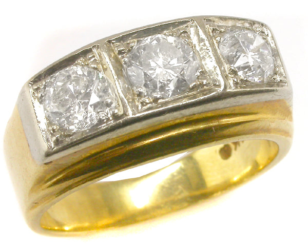 1.20ct Round Diamonds 14k Yellow Gold Men's Ring
