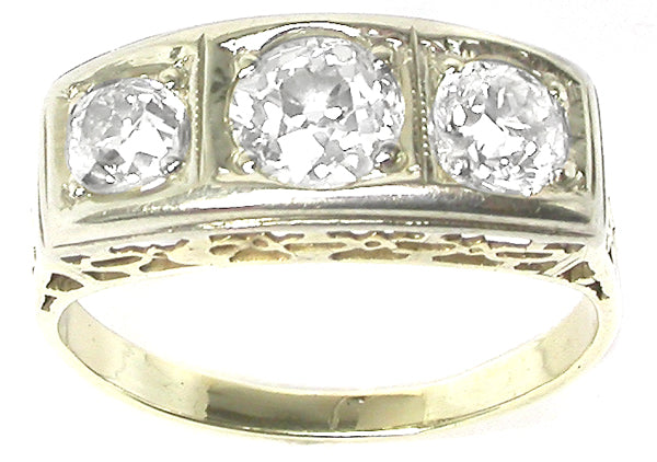1.20ct Victorian 14k Yellow   Gold 3 Stone  Ring