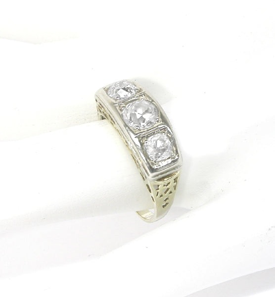 1.20ct Victorian 14k Yellow   Gold 3 Stone  Ring
