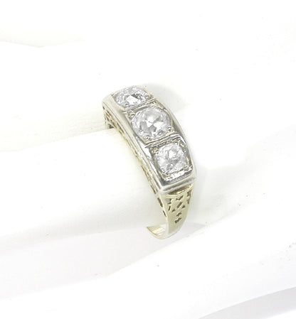 1.20ct Victorian 14k Yellow   Gold 3 Stone  Ring