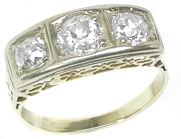 1.20ct Victorian 14k Yellow   Gold 3 Stone  Ring