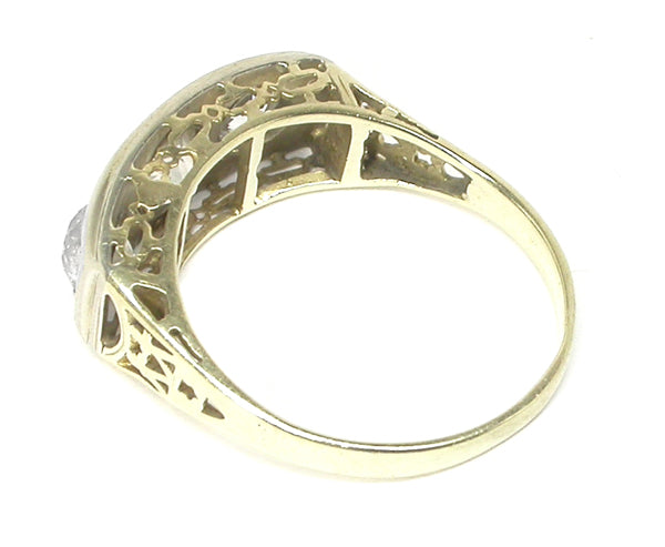 1.20ct Victorian 14k Yellow   Gold 3 Stone  Ring