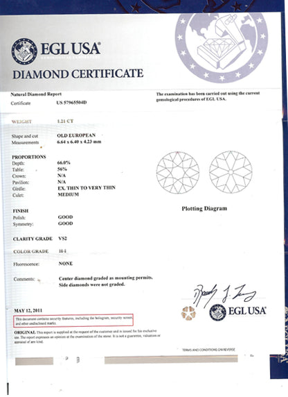 1.21ct Diamond Platinum Engagement Ring