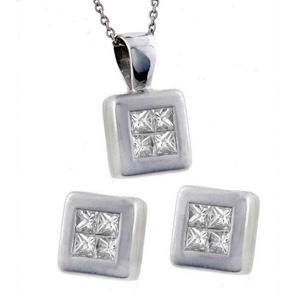 1.25ct Diamond Gold Pendant & Earrings Set