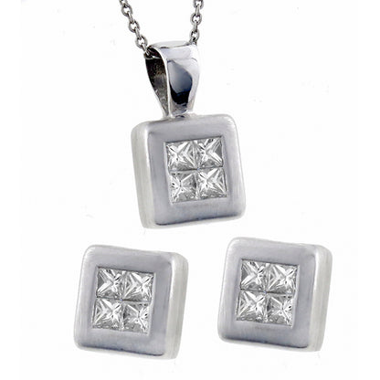 1.25ct Diamond Gold Pendant & Earrings Set