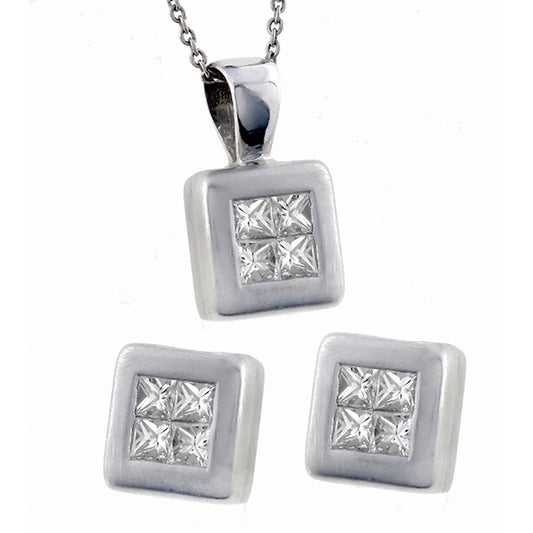 1.25ct Diamond Gold Pendant & Earrings Set