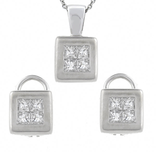 1.25ct Diamond Gold Pendant & Earrings Set