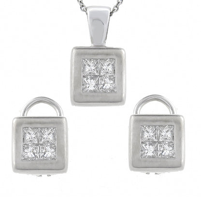 1.25ct Diamond Gold Pendant & Earrings Set